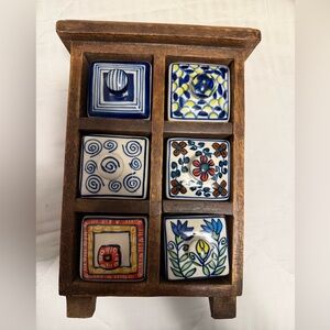 Colorful Wood and Ceramic Storage Box
